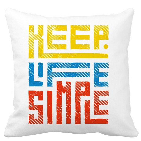 Perna Decorativa, Keep Life Simple, 40x40 cm, Alba, Mata, Husa Detasabila, Burduf 13 Perna Decorativa