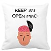 Perna Decorativa, Keep an Open Mind, 40x40 cm, Alba, Mata, Husa Detasabila, Burduf 16 Perna Decorativa