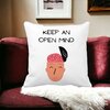 Perna Decorativa, Keep an Open Mind, 40x40 cm, Alba, Mata, Husa Detasabila, Burduf 18 40x40 cm