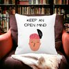 Perna Decorativa, Keep an Open Mind, 40x40 cm, Alba, Mata, Husa Detasabila, Burduf 20 Mata