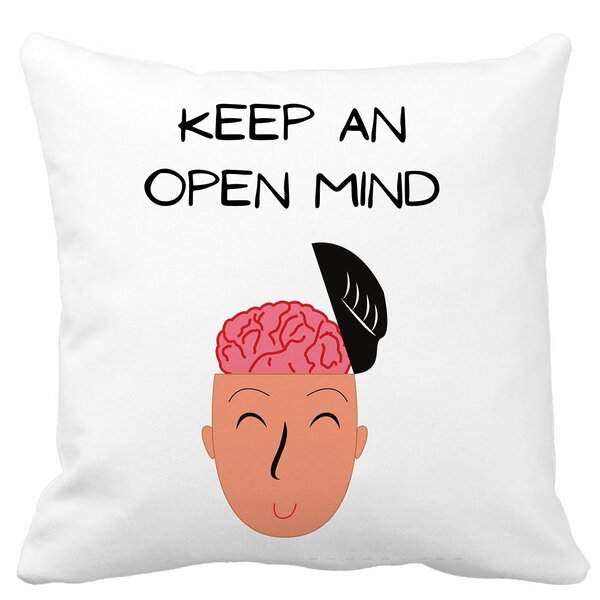 Perna Decorativa, Keep an Open Mind, 40x40 cm, Alba, Mata, Husa Detasabila, Burduf 11 Perna Decorativa