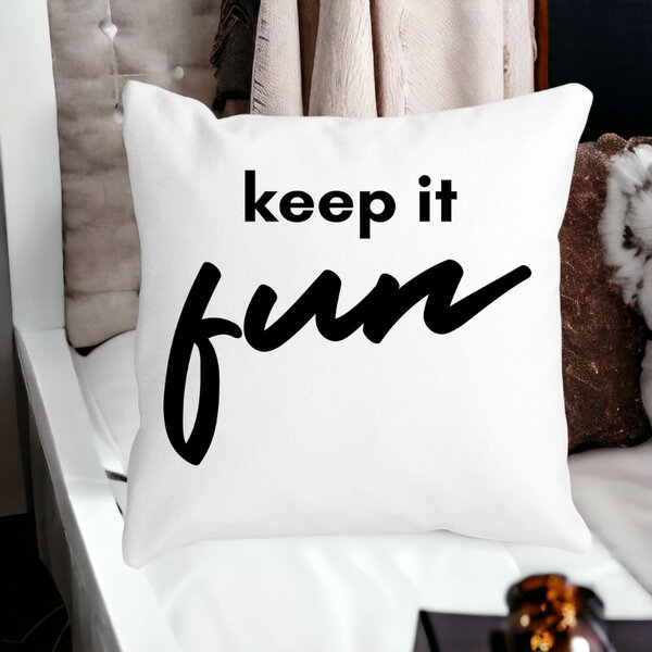 Perna Decorativa, Keep it Fun, 40x40 cm, Alba, Mata, Husa Detasabila, Burduf 12 Keep it Fun