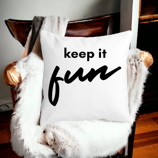 Perna Decorativa, Keep it Fun, 40x40 cm, Alba, Mata, Husa Detasabila, Burduf 13 40x40 cm
