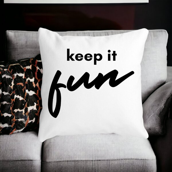 Perna Decorativa, Keep it Fun, 40x40 cm, Alba, Mata, Husa Detasabila, Burduf 14 Alba