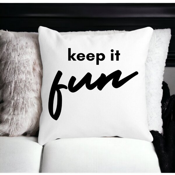 Perna Decorativa, Keep it Fun, 40x40 cm, Alba, Mata, Husa Detasabila, Burduf 15 Mata