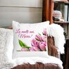 Perna Decorativa La multi ani Maria, 40x40 cm, Alba, Mata, Husa Detasabila, Burduf 18 Alba