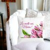 Perna Decorativa La multi ani Maria, 40x40 cm, Alba, Mata, Husa Detasabila, Burduf 19 Mata