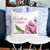 Perna Decorativa La multi ani Maria, 40x40 cm, Alba, Mata, Husa Detasabila, Burduf 20 Husa Detasabila