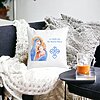 Perna Decorativa La multi ani de Sfanta Maria, 40x40 cm, Alba, Mata, Husa Detasabila, Burduf 23 Husa Detasabila