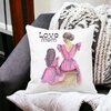 Perna Decorativa, Love Mom, 40x40 cm, Alba, Mata, Husa Detasabila, Burduf 17 Love Mom