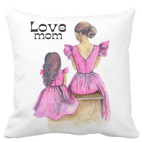 Perna Decorativa, Love Mom, 40x40 cm, Alba, Mata, Husa Detasabila, Burduf 11 Perna Decorativa