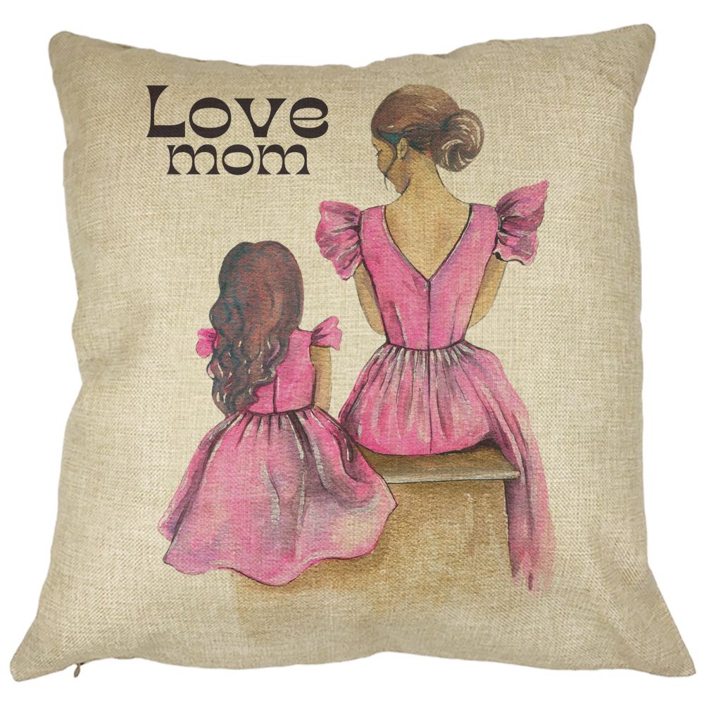 Perna Decorativa, Love Mom, 40x40 cm, Husa Detasabila, Burduf 11 Perna Decorativa