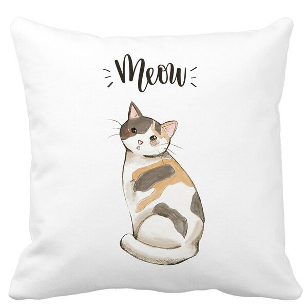 Perna Decorativa, Meow, 40x40 cm, Alba, Mata, Husa Detasabila, Burduf 11 Perna Decorativa