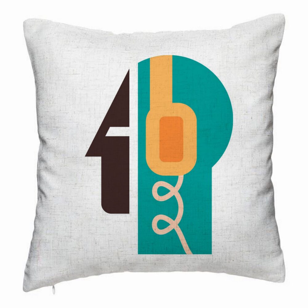 Perna Decorativa, Model Abstract, 40x40 cm, Alb Murdar, Husa Detasabila, Burduf 5 Perna Decorativa