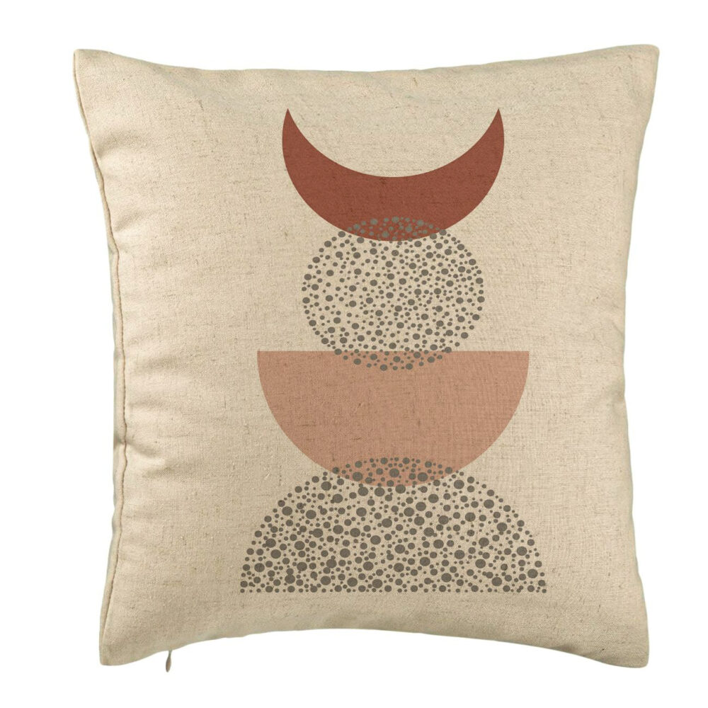 Perna Decorativa, Model Abstract Creativ 10, 40x40 cm, Bej, Husa Detasabila, Burduf 5 Perna Decorativa