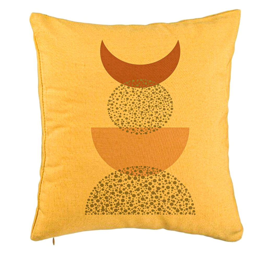 Perna Decorativa, Model Abstract Creativ 10, 40x40 cm, Galben, Husa Detasabila, Burduf 5 Perna Decorativa
