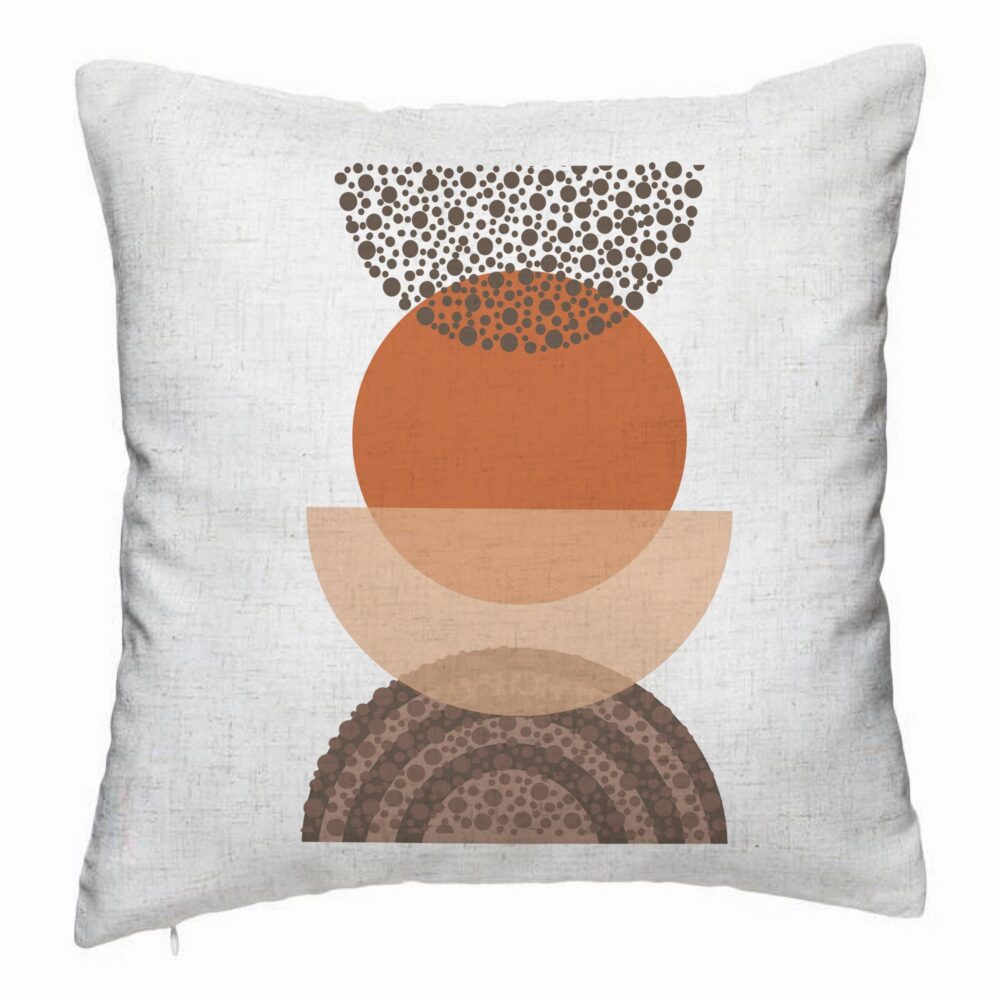 Perna Decorativa, Model Abstract Creativ 11, 40x40 cm, Alb Murdar, Husa Detasabila, Burduf 5 Perna Decorativa