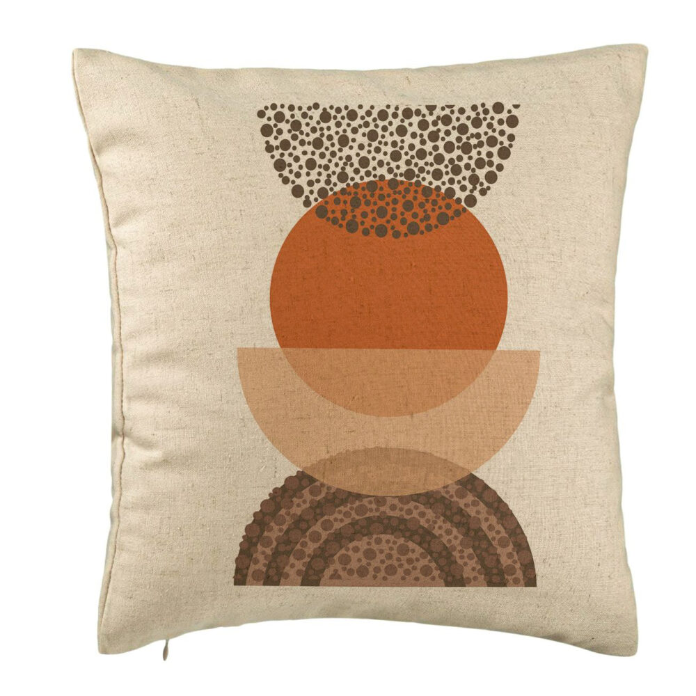 Perna Decorativa, Model Abstract Creativ 11, 40x40 cm, Bej, Husa Detasabila, Burduf 5 Perna Decorativa