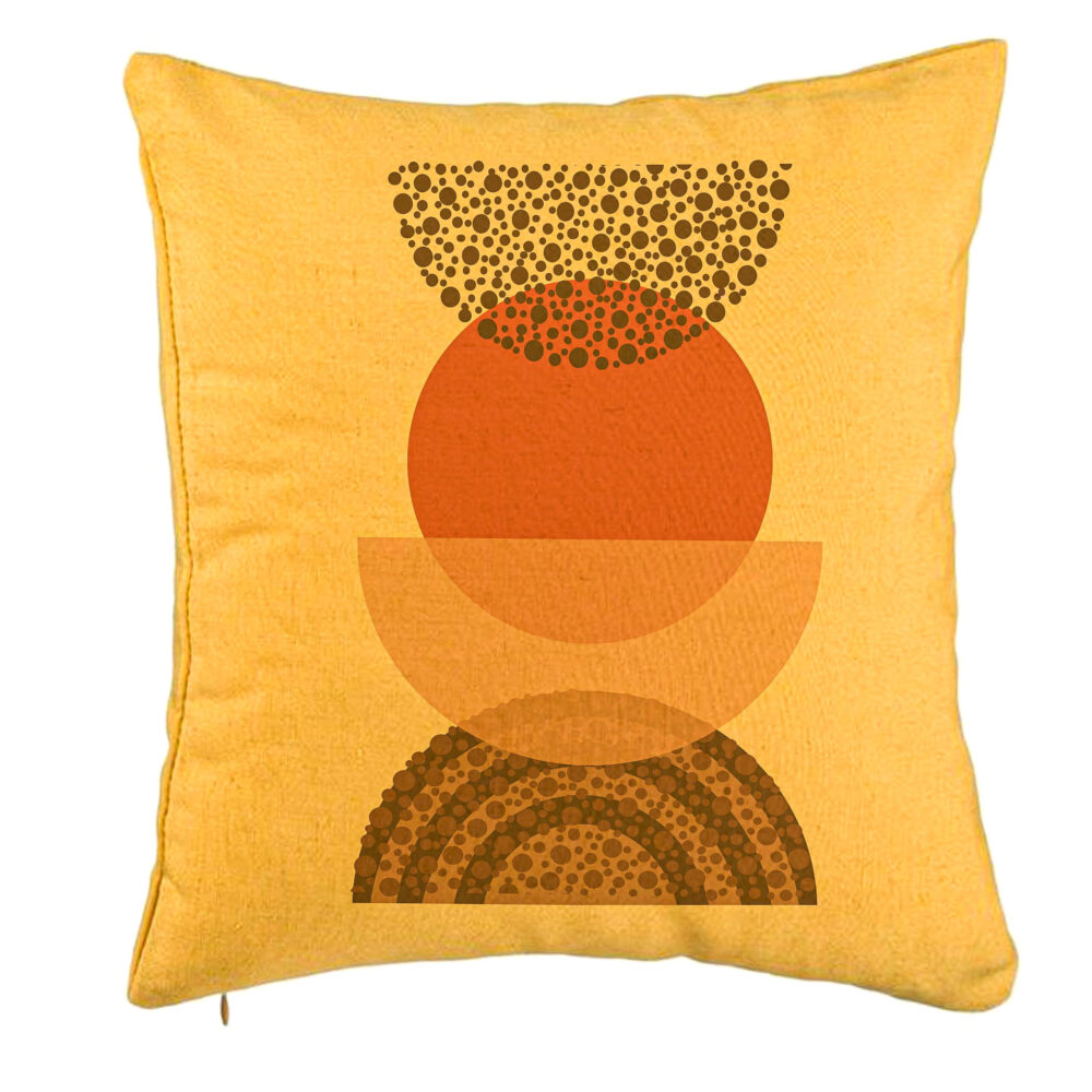 Perna Decorativa, Model Abstract Creativ 11, 40x40 cm, Galben, Husa Detasabila, Burduf 5 Perna Decorativa