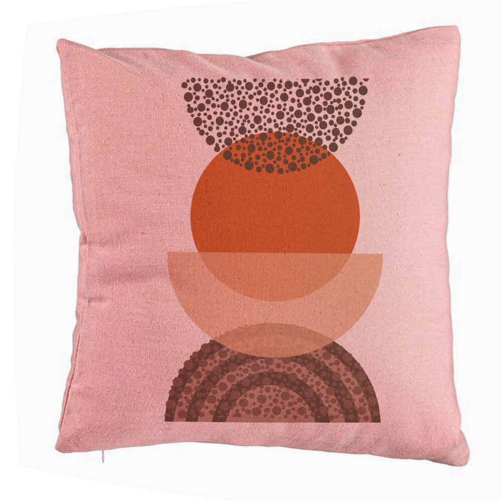 Perna Decorativa, Model Abstract Creativ 11, 40x40 cm, Roz, Husa Detasabila, Burduf 5 Perna Decorativa