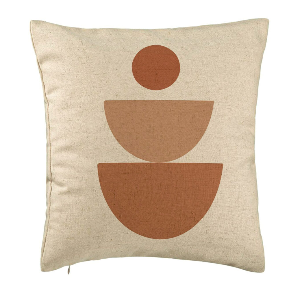 Perna Decorativa, Model Abstract Creativ 5, 40x40 cm, Bej, Husa Detasabila, Burduf 5 Perna Decorativa