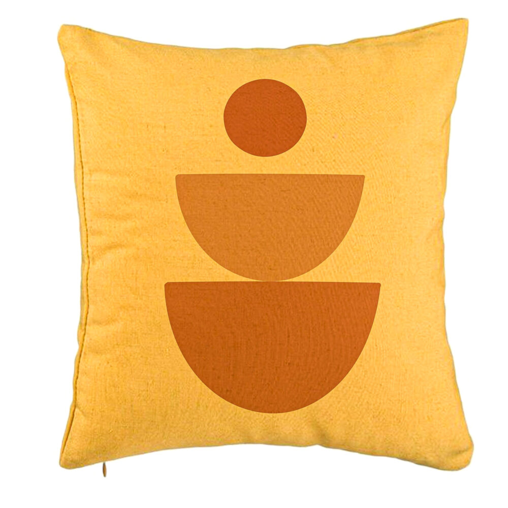 Perna Decorativa, Model Abstract Creativ 5, 40x40 cm, Galben, Husa Detasabila, Burduf 5 Perna Decorativa