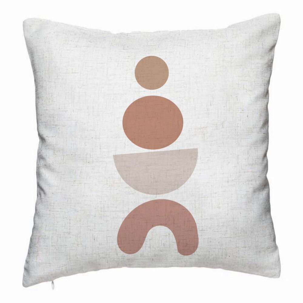 Perna Decorativa, Model Abstract Creativ 6, 40x40 cm, Alb Murdar, Husa Detasabila, Burduf 5 Perna Decorativa