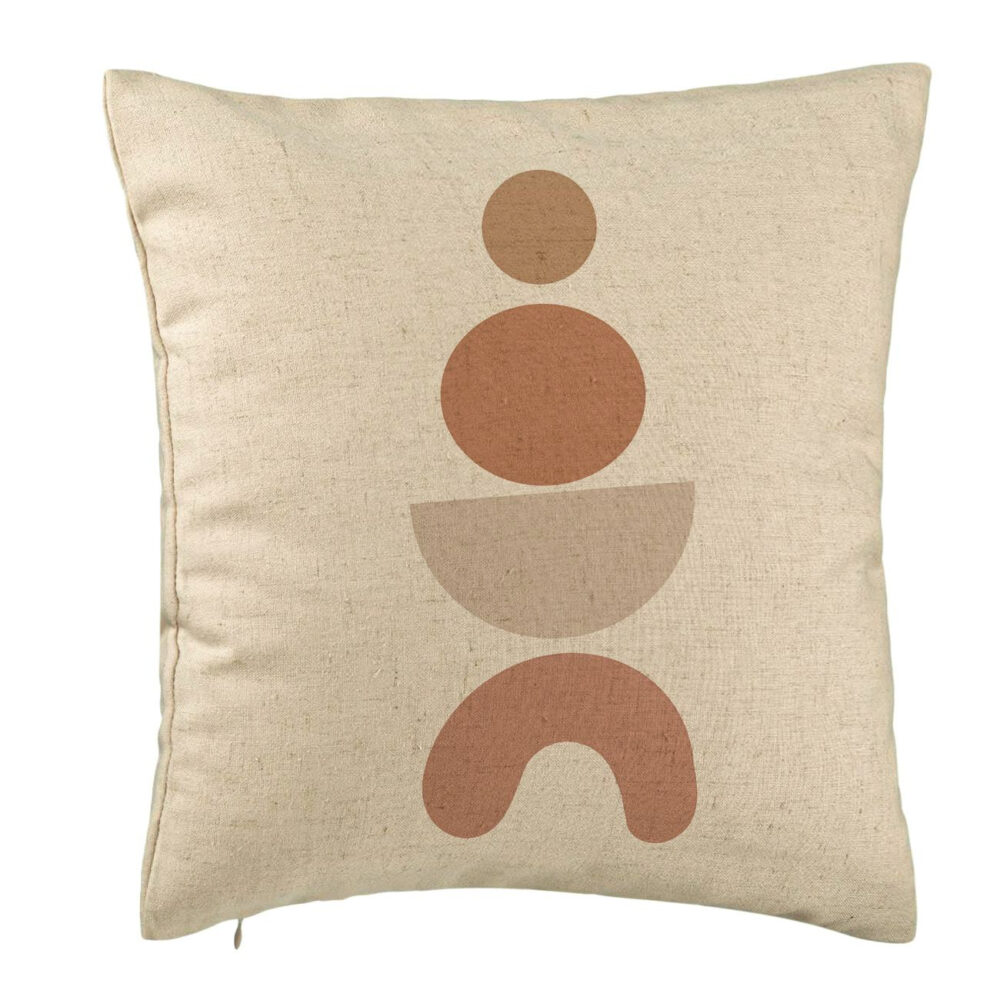 Perna Decorativa, Model Abstract Creativ 6, 40x40 cm, Bej, Husa Detasabila, Burduf 5 Perna Decorativa