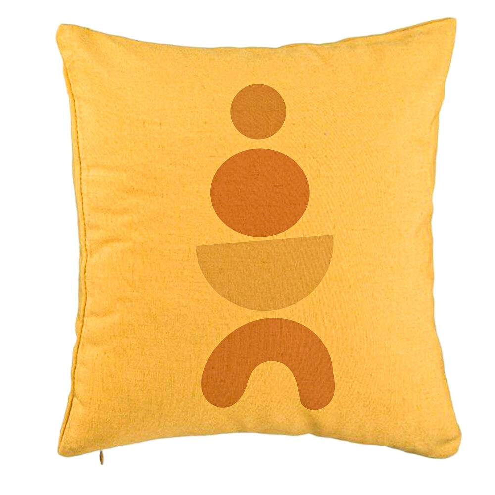 Perna Decorativa, Model Abstract Creativ 6, 40x40 cm, Galben, Husa Detasabila, Burduf 5 Perna Decorativa