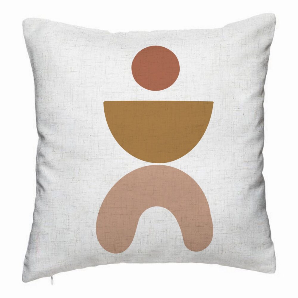 Perna Decorativa, Model Abstract Creativ 7, 40x40 cm, Alb Murdar, Husa Detasabila, Burduf 5 Perna Decorativa