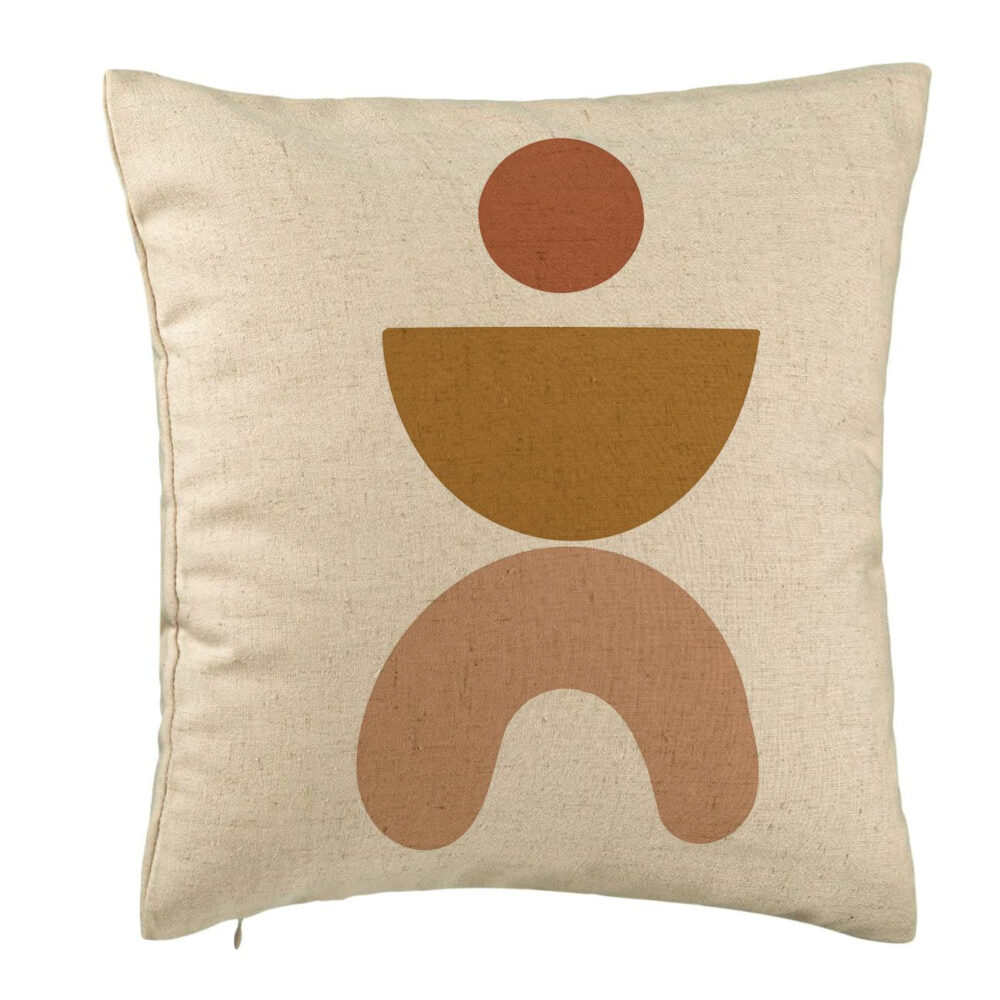 Perna Decorativa, Model Abstract Creativ 7, 40x40 cm, Bej, Husa Detasabila, Burduf 5 Perna Decorativa