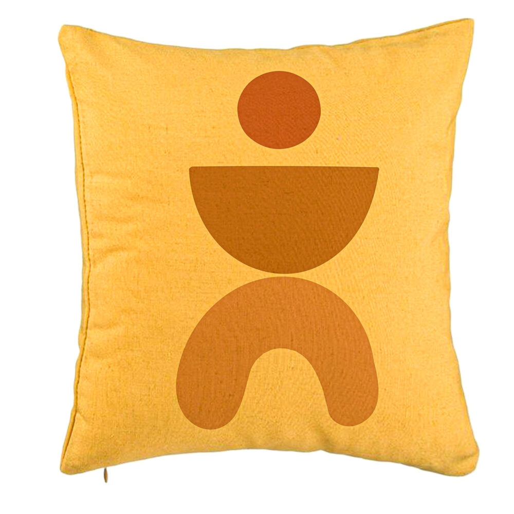 Perna Decorativa, Model Abstract Creativ 7, 40x40 cm, Galben, Husa Detasabila, Burduf 5 Perna Decorativa
