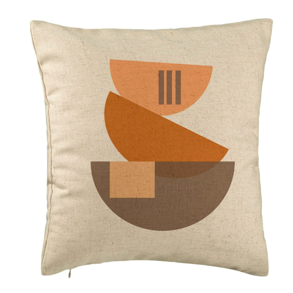 Perna Decorativa, Model Abstract Creativ 8, 40x40 cm, Bej, Husa Detasabila, Burduf 5 Perna Decorativa