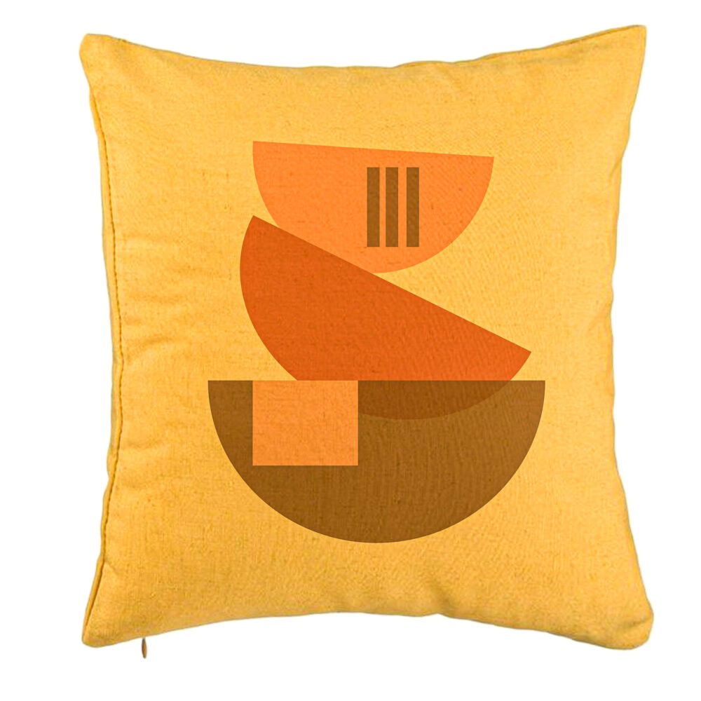 Perna Decorativa, Model Abstract Creativ 8, 40x40 cm, Galben, Husa Detasabila, Burduf 5 Perna Decorativa