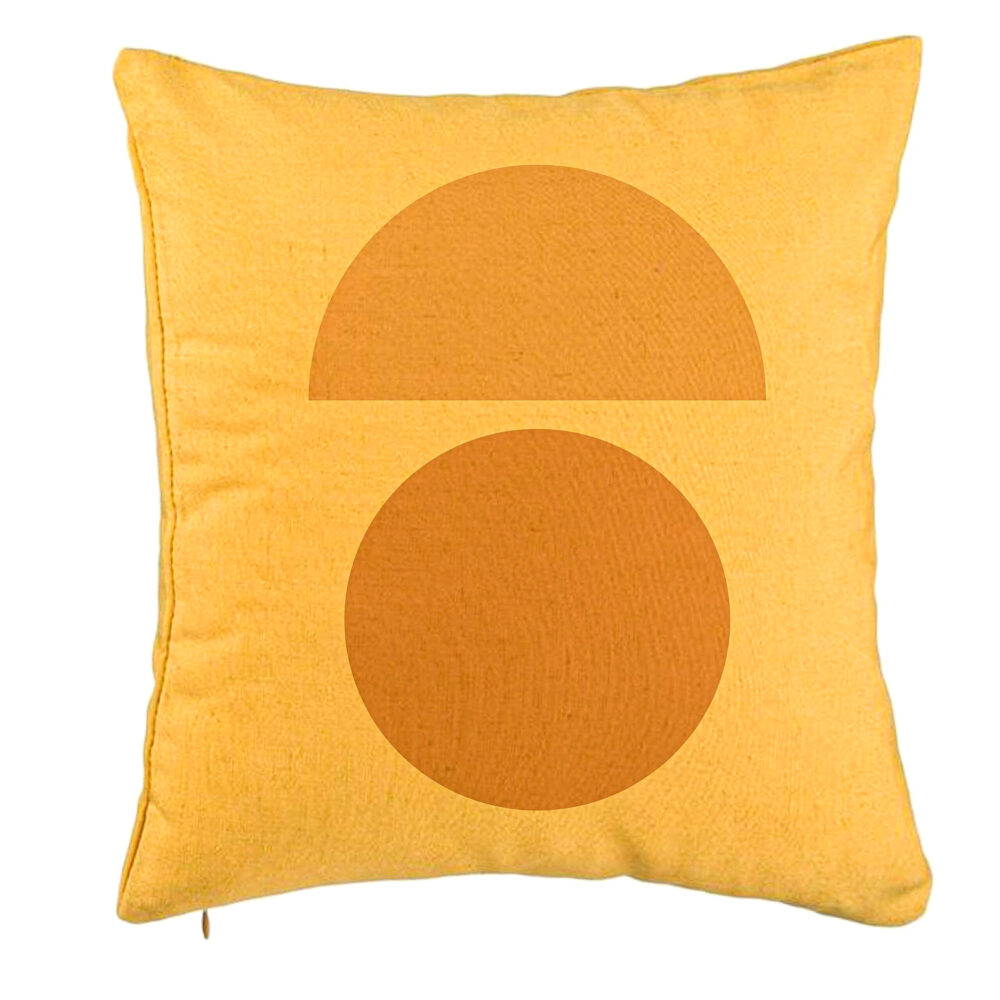 Perna Decorativa, Model Abstract Creativ 9, 40x40 cm, Galben, Husa Detasabila, Burduf 5 Perna Decorativa