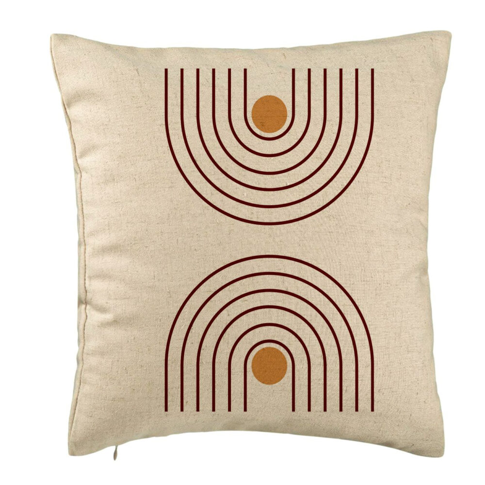 Perna Decorativa, Model Abstract Lines, 40x40 cm, Bej, Husa Detasabila, Burduf 5 Perna Decorativa