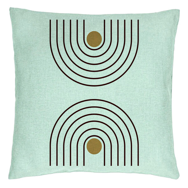 Perna Decorativa, Model Abstract Lines, 40x40 cm, Verde Menta, Husa Detasabila, Burduf 15 Perna Decorativa