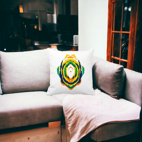 Perna Decorativa Model Abstract, Multicolor, 40x40 cm, Alba, Mata, Husa Detasabila, Burduf 18 Husa Detasabila