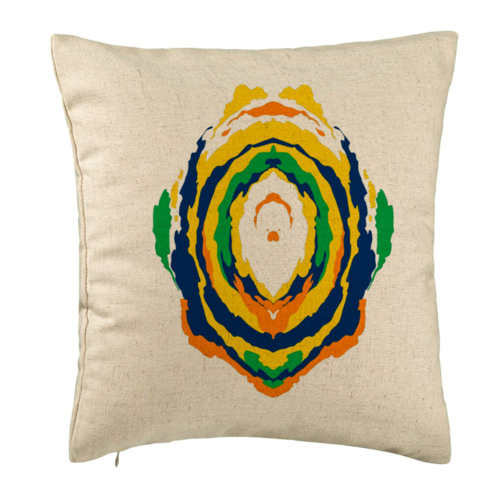 Perna Decorativa, Model Abstract, Multicolor, 40x40 cm, Bej, Husa Detasabila, Burduf 5 Perna Decorativa