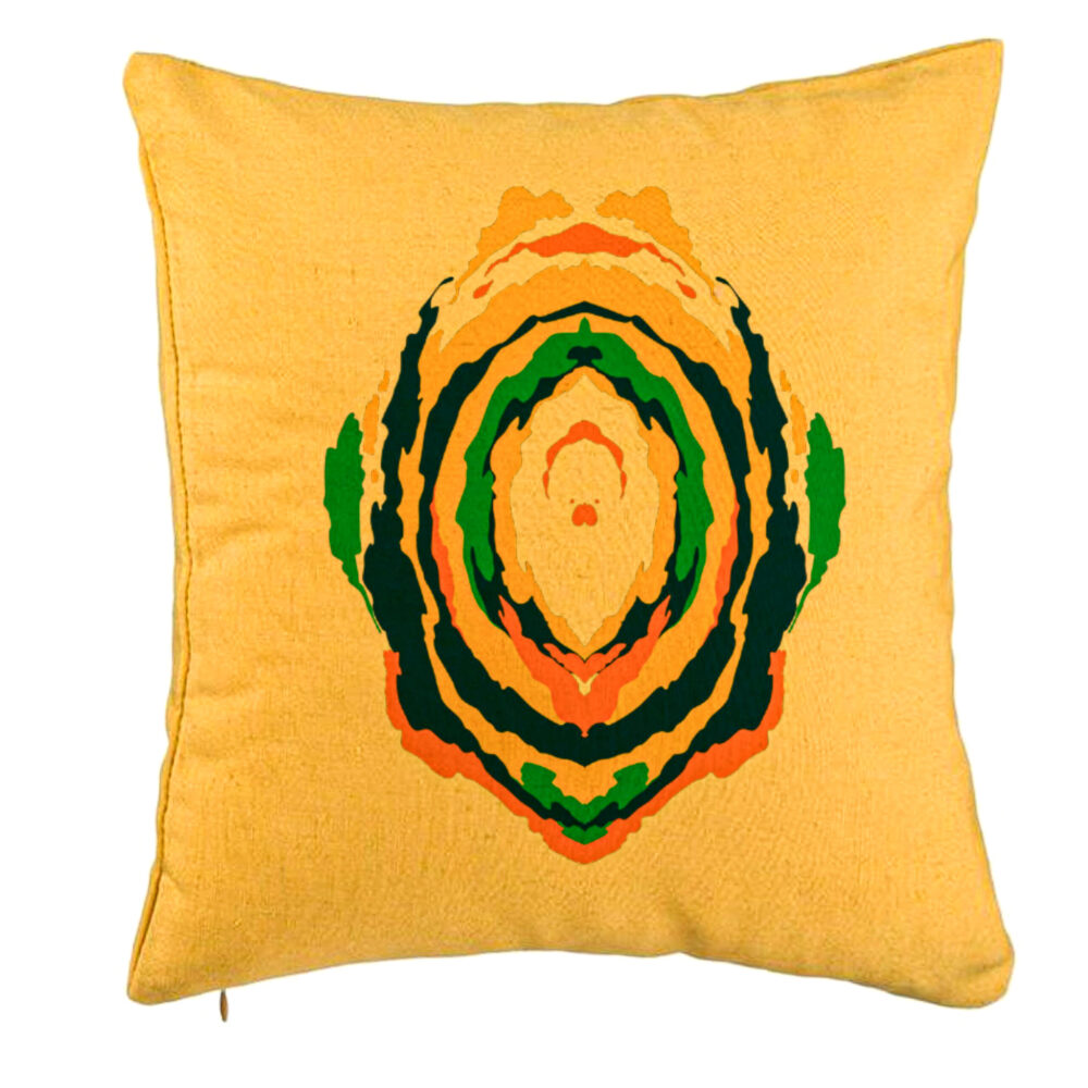 Perna Decorativa, Model Abstract, Multicolor, 40x40 cm, Galben, Husa Detasabila, Burduf 5 Perna Decorativa