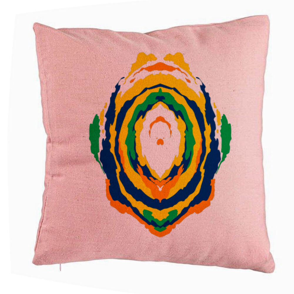 Perna Decorativa, Model Abstract, Multicolor, 40x40 cm, Roz, Husa Detasabila, Burduf 5 Perna Decorativa