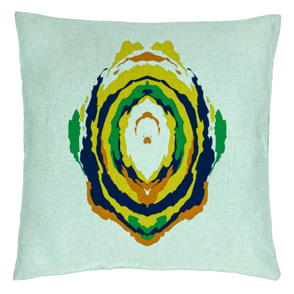 Perna Decorativa, Model Abstract, Multicolor, 40x40 cm, Verde Menta, Husa Detasabila, Burduf 15 Perna Decorativa