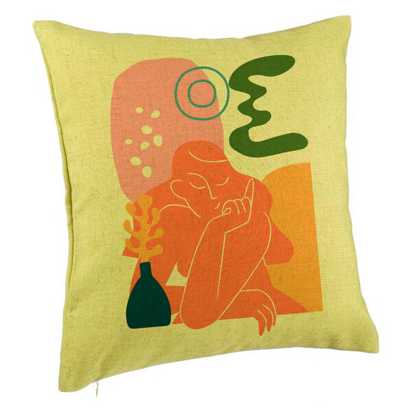 Perna Decorativa, Model Abstracta 1, 40x40 cm, Verde, Husa Detasabila, Burduf 5 Perna Decorativa