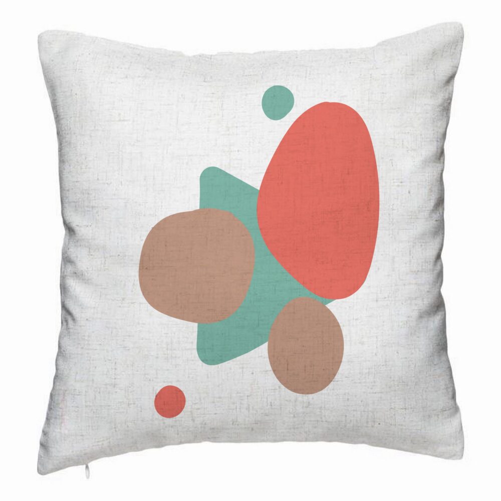 Perna Decorativa, Model Abstracta 10, 40x40 cm, Alb Murdar, Husa Detasabila, Burduf 5 Perna Decorativa