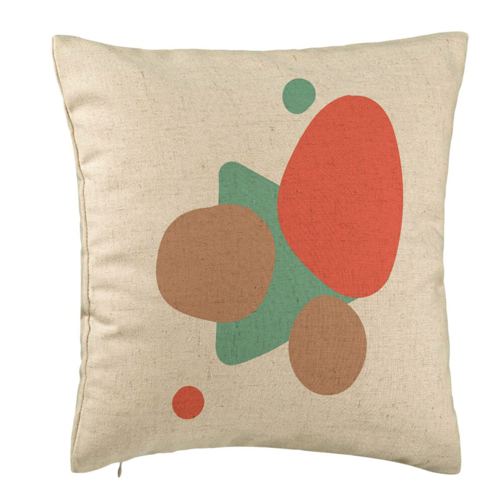 Perna Decorativa, Model Abstracta 10, 40x40 cm, Bej, Husa Detasabila, Burduf 5 Perna Decorativa
