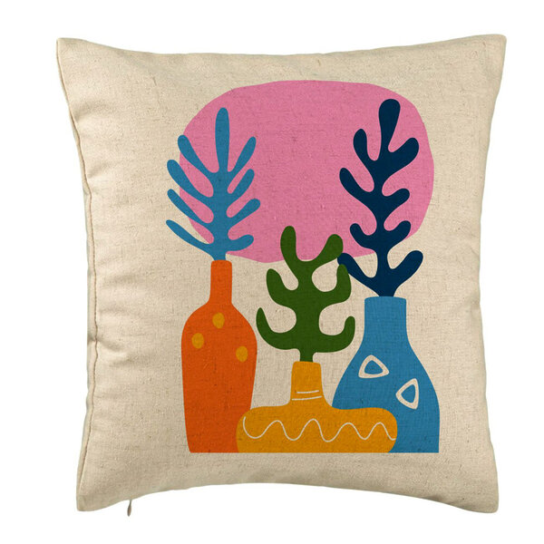 Perna Decorativa, Model Abstracta 2, 40x40 cm, Bej, Husa Detasabila, Burduf 5 Perna Decorativa