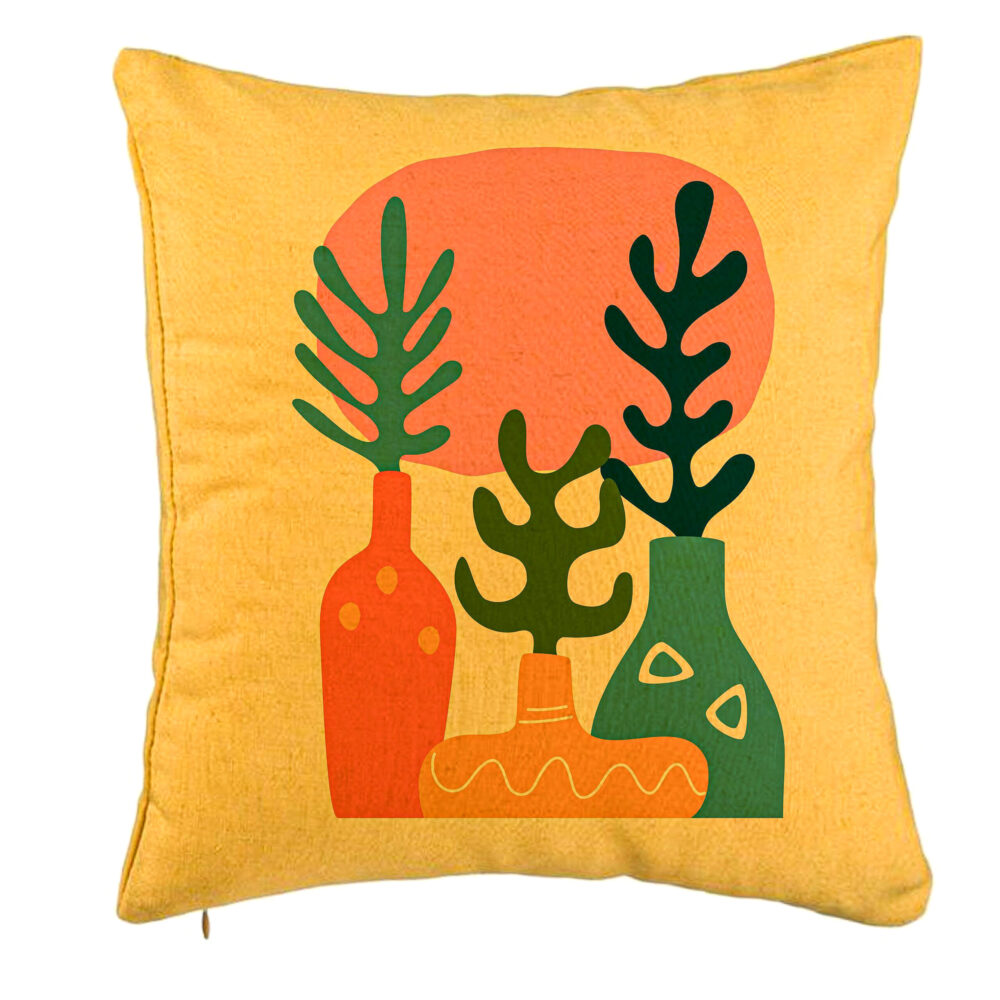 Perna Decorativa, Model Abstracta 2, 40x40 cm, Galben, Husa Detasabila, Burduf 5 Perna Decorativa