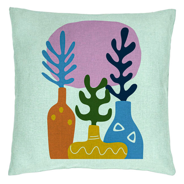 Perna Decorativa, Model Abstracta 2, 40x40 cm, Verde Menta, Husa Detasabila, Burduf 15 Perna Decorativa