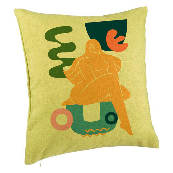 Perna Decorativa, Model Abstracta 3, 40x40 cm, Verde, Husa Detasabila, Burduf 5 Perna Decorativa
