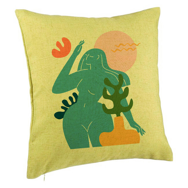 Perna Decorativa, Model Abstracta 4, 40x40 cm, Verde, Husa Detasabila, Burduf 5 Perna Decorativa